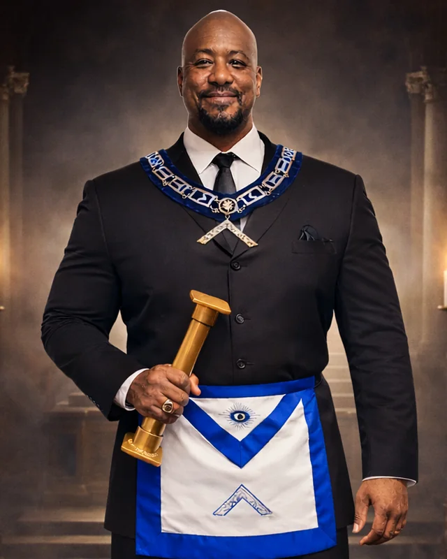 Charell Williams in Masonic regalia as Past Worshipful Master
